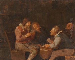 Kartenspielende Bauern In Einer Schenke by Egbert Van Heemskerck