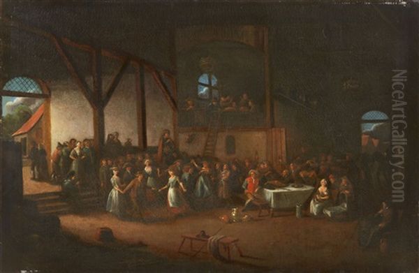 A Barn Interior With Peasant Festivities - view 1