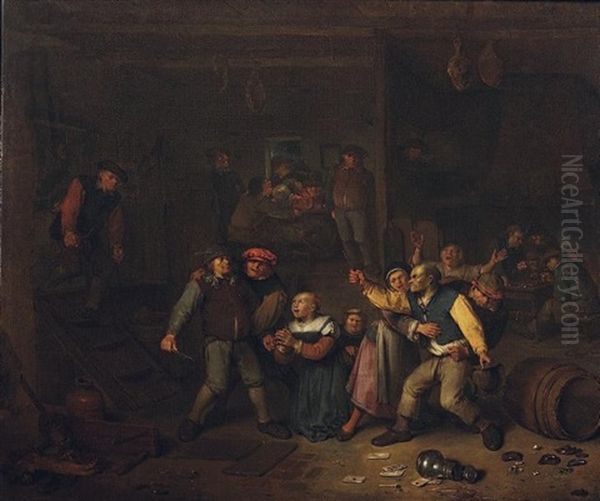 Interieur De Taverne Avec Une Rixe De Paysans - view 1