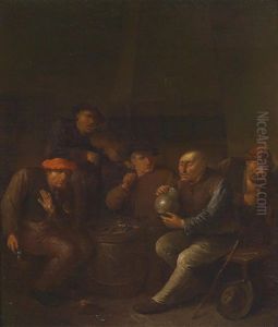 Wirtshausinterieur Mit Funf Zechenden Personen by Egbert Van Heemskerck