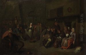 Peasants Merrymaking In A Tavern Interior by Egbert Van Heemskerck