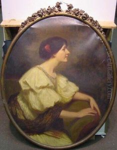 Portrait Of A Woman Seated In A Landscape by Milton Herbert Bancroft