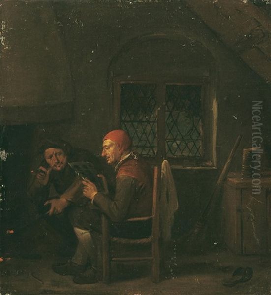 Wirtsstube Mit Zwei Mannern Vor Dem Kamin - view 1