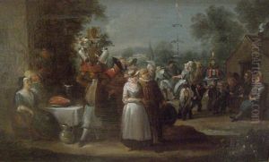 Flemish Peasants Festive Celebrations by Egbert Van Heemskerck