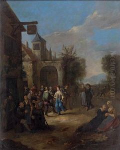 Rejouissances Paysannes A L'exterieur De L'auberge by Egbert Van Heemskerck