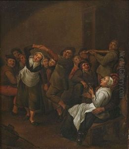 Bauernszenen Im Wirtshaus (pair) by Egbert Van Heemskerck