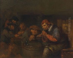 Wirtshausinterieur Mit Zechenden Bauern by Egbert Van Heemskerck
