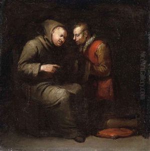 A Monk Listening To The Confession Of A Kneeling Man