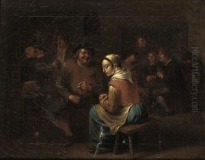 Boors Making Merry In An Inn by Egbert Van Heemskerck