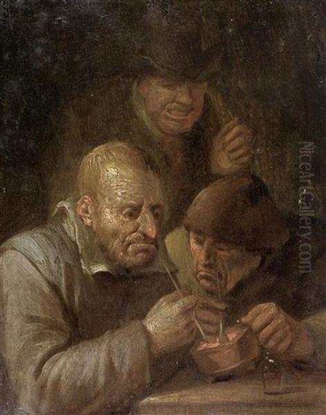 Drei Manner Beim Pfeiferauchen - view 1