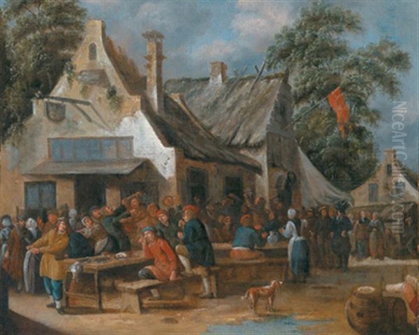Feiernde Bauern Vor Einem Wirtshaus - view 1