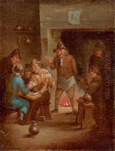 Kartenspielende Bauern Im Wirtshaus (+ Zechende Bauern Im Wirtshaus; 2 Works) by Egbert Van Heemskerck