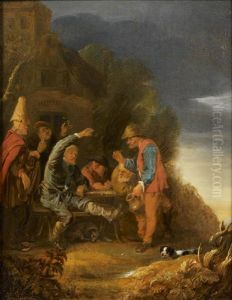 Rejouissances Devant Une Auberge by Egbert Van Heemskerck