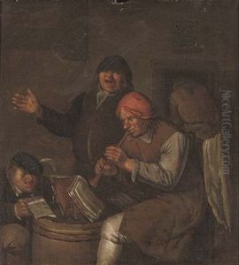 Peasants Making Music Outside A Tavern by Egbert Van Heemskerck