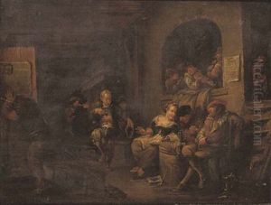 Peasants Drinking And Smoking In A Tavern by Egbert Van Heemskerck