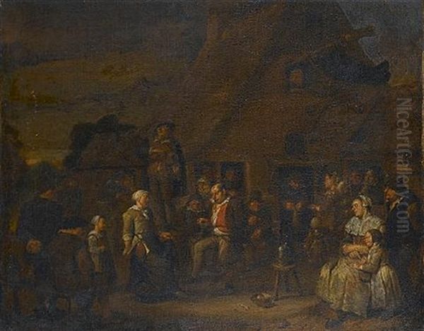 Peasants Making Music And Dancing Outside A Village Tavern - view 1