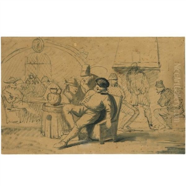 A Group Of Men Singing In A Tavern - view 1