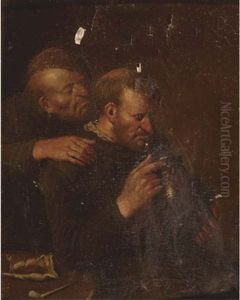 Two Peasants Smoking And Drinking Two Peasants Smoking And Drinking