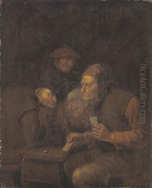 A Tavern Interior With Peasants Playing Cards - view 1