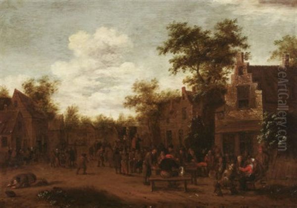 Feiernde Bauerleute Im Dorf - view 1