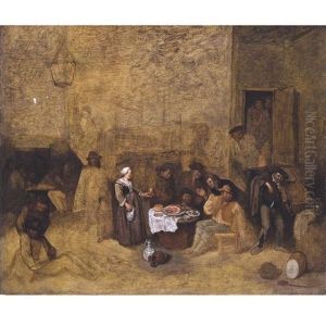 Peasants In A Tavern by Egbert Van Heemskerck