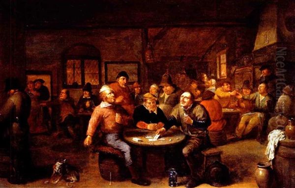 Kartenspielende Und Zechende Bauern Im Wirtshaus - view 1