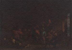 Peasants Carousing In An Interior by Egbert Van Heemskerck