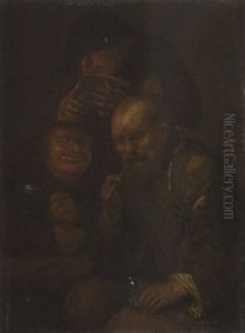 Peasants Drinking And Smoking by Egbert Van Heemskerck