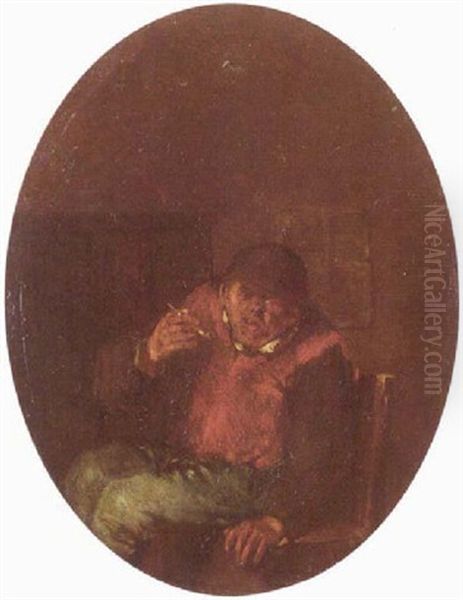Interior With A Boor Smoking A Pipe - view 1