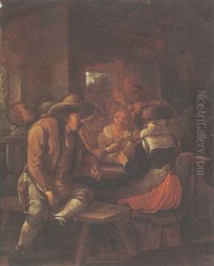 Peasants Drinking And Smoking At A Table In An Inn