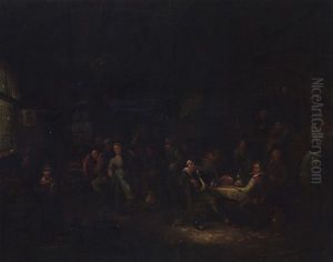 A Tavern Interior With Peasants Eating, Drinking, Smoking And Dancing by Egbert Van Heemskerck
