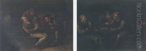 A Tavern Scene With Peasants Drinking And Smoking