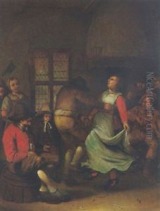 A Tavern Interior With Peasants Dancing