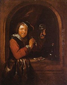 A Peasant Smoking And Drinking A Peasant Smoking And Drinking