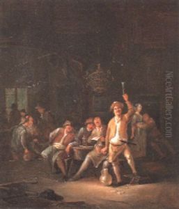 Topers Merrymaking In A Tavern by Egbert Van Heemskerck