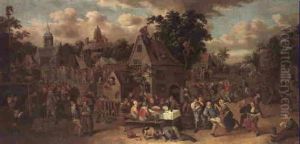 A Village Kermesse With Peasants, Dentist, A Quack, Parade, And A Wedding Party by Egbert Van Heemskerck