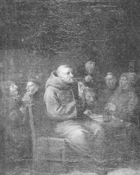 Monks Smoking In An Interior - view 1