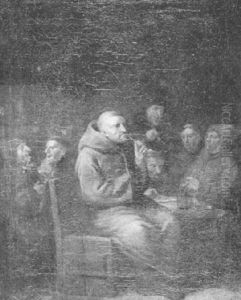 Monks Smoking In An Interior by Egbert Van Heemskerck