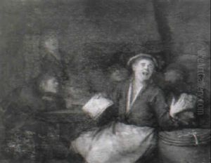Peasants Singing In A Tavern Interior by Egbert Van Heemskerck