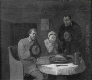 Peasants At A Table by Egbert Van Heemskerck