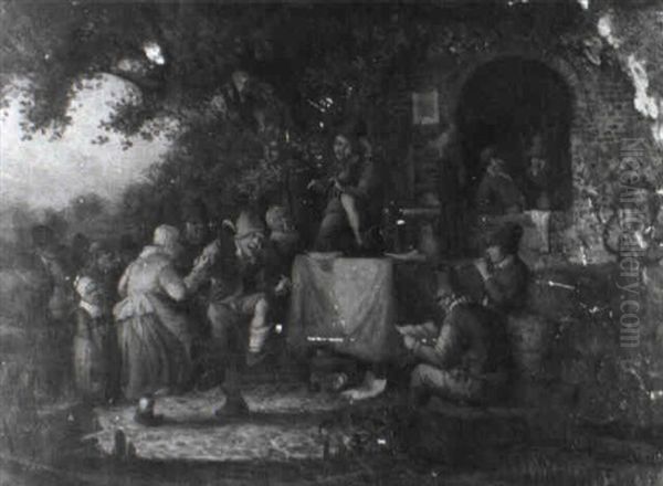 Peasants Dancing Outside A Village Inn - view 1