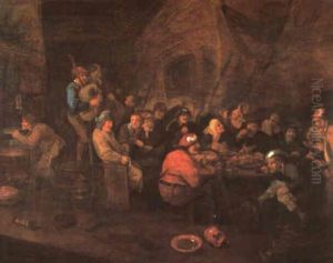 Feiernde Bauern Im Wirtshaus by Egbert Van Heemskerck