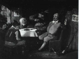 Peasants At Table In A Cottage Interior by Egbert Van Heemskerck