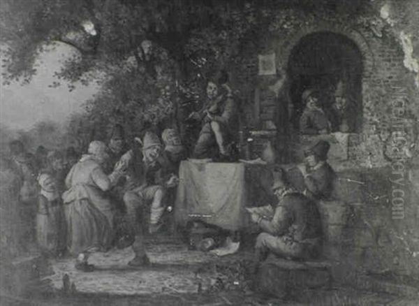 Peasants Dancing Outside A Village Inn - view 1