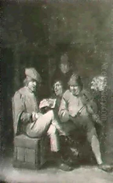 An Interior With Figures Singing Along With A Fiddler - view 1