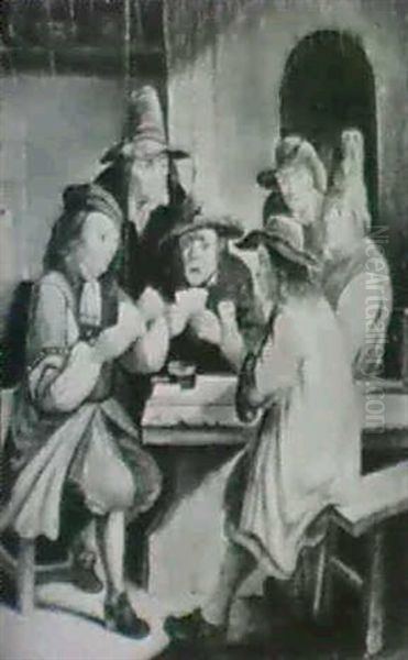 Boors Playing Cards In A Tavern - view 1