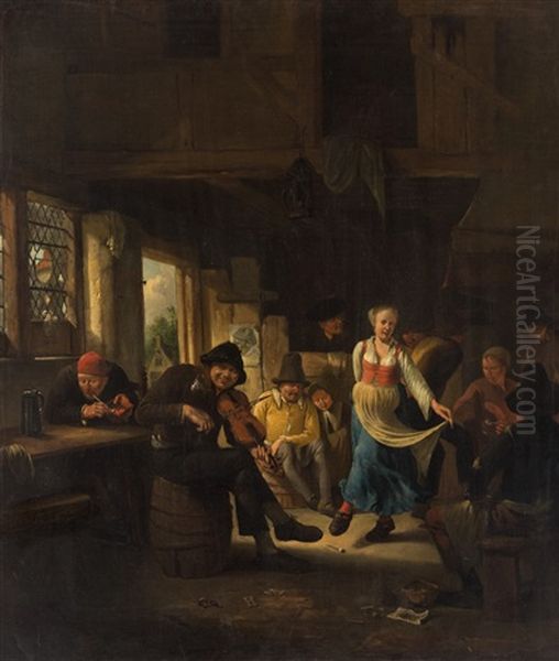 A Tavern Interior With A Woman Dancing - view 1