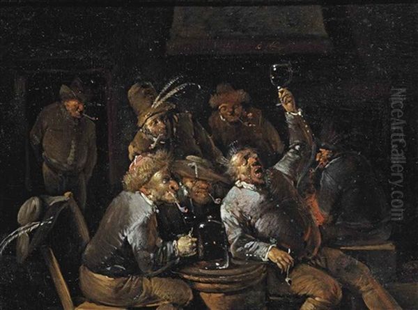 Peasants Drinking And Smoking In A Tavern - view 1