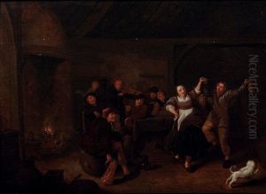 Interieur De Taverne Avec Un Couple Dansant by Egbert van Heemskerck the Younger