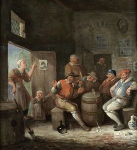 Peasants Drinking In A Tavern Interior by Egbert van Heemskerck the Younger